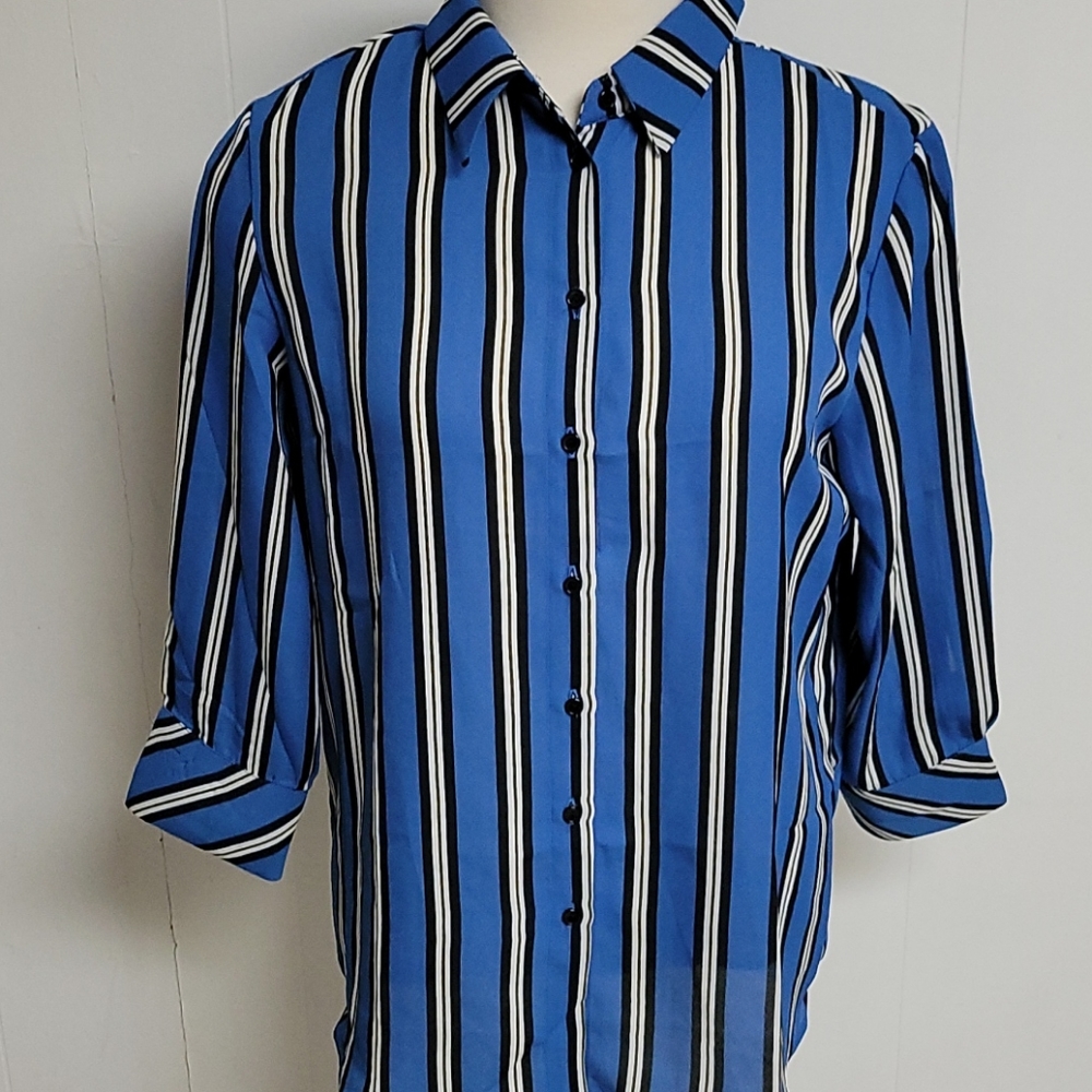 Fashion Nova Stripes on Stripes Button Dow…